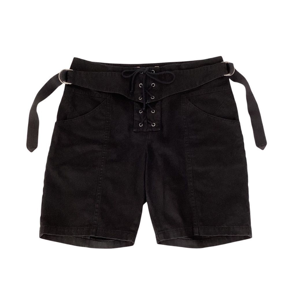 Saint Laurent Tie Waist Shorts FR36 US4 Black Cotton Ramie Tailored Rare